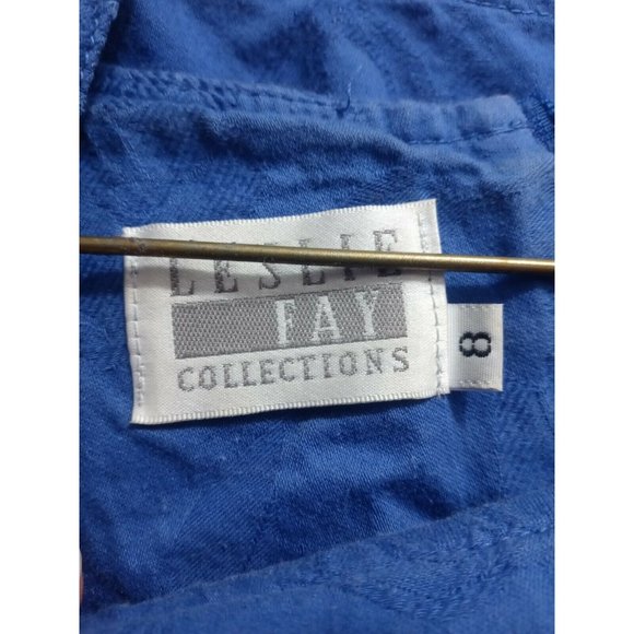 Vintage Leslie Fay Collections Blue Sheath Dress With Padded Shoulders Size 8 - Picture 2 of 9